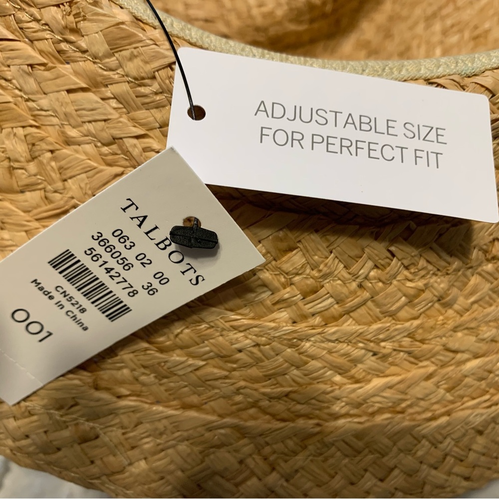 Talbots Tan and Blue Embroidered Raffia Straw Rancher Hat - Picture 5 of 5